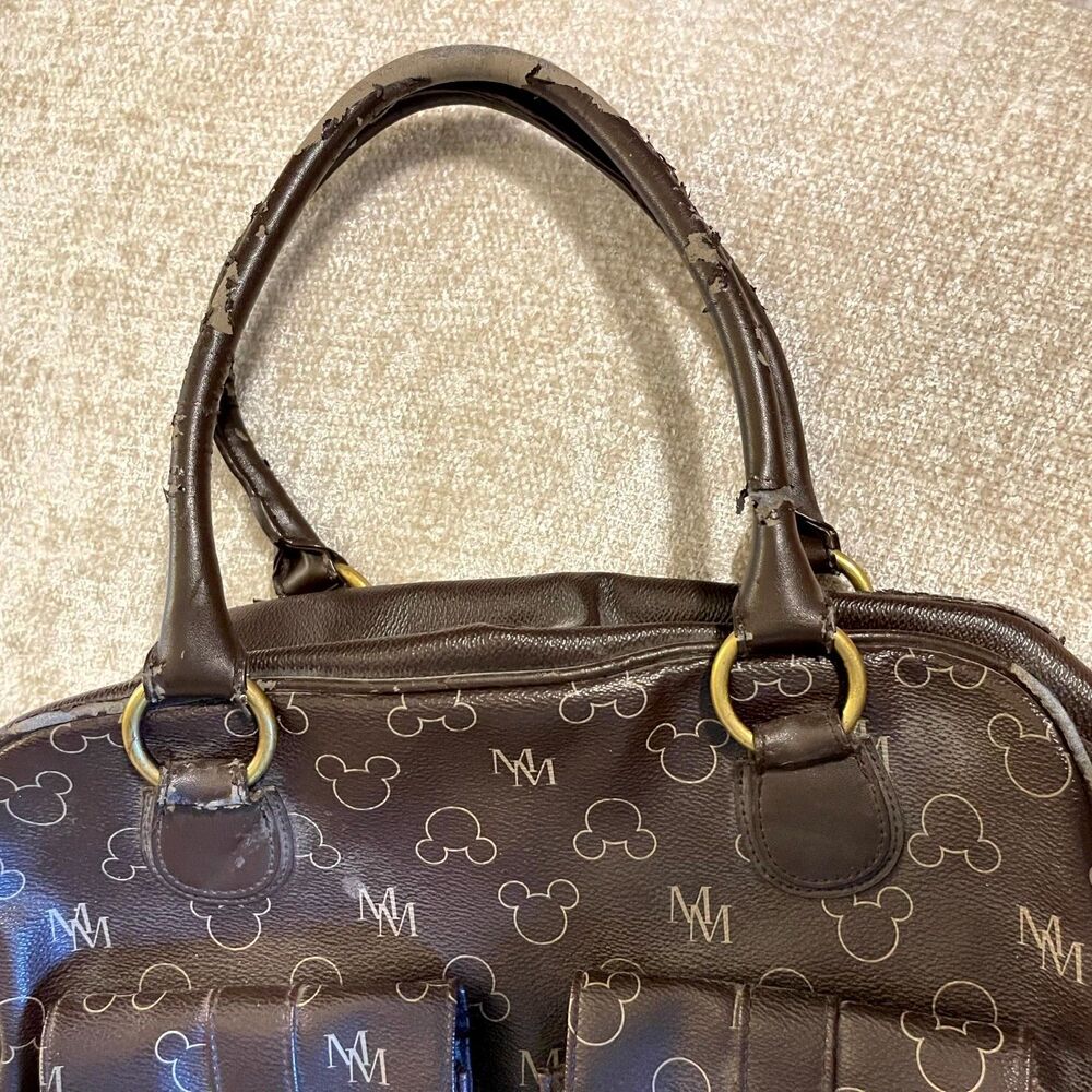 Disney Mickey Mouse Monogram Brown Satchel Handbag‎ Purse - Picture 6 of 6